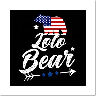 Lolo Bear Patriotic Flag Matching 4th Of July Posters and Art